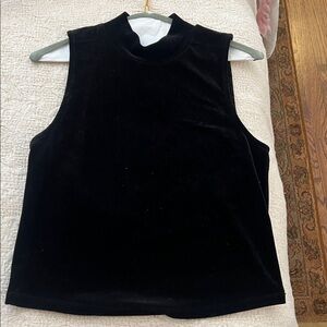 Influencer famous mock sleeveless tank black velvet top